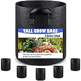 5 Gallon 5 Pack Grow Bags, Heavy Duty Nonwoven Aeration Fabric Plant Grow Pots for Vegetables