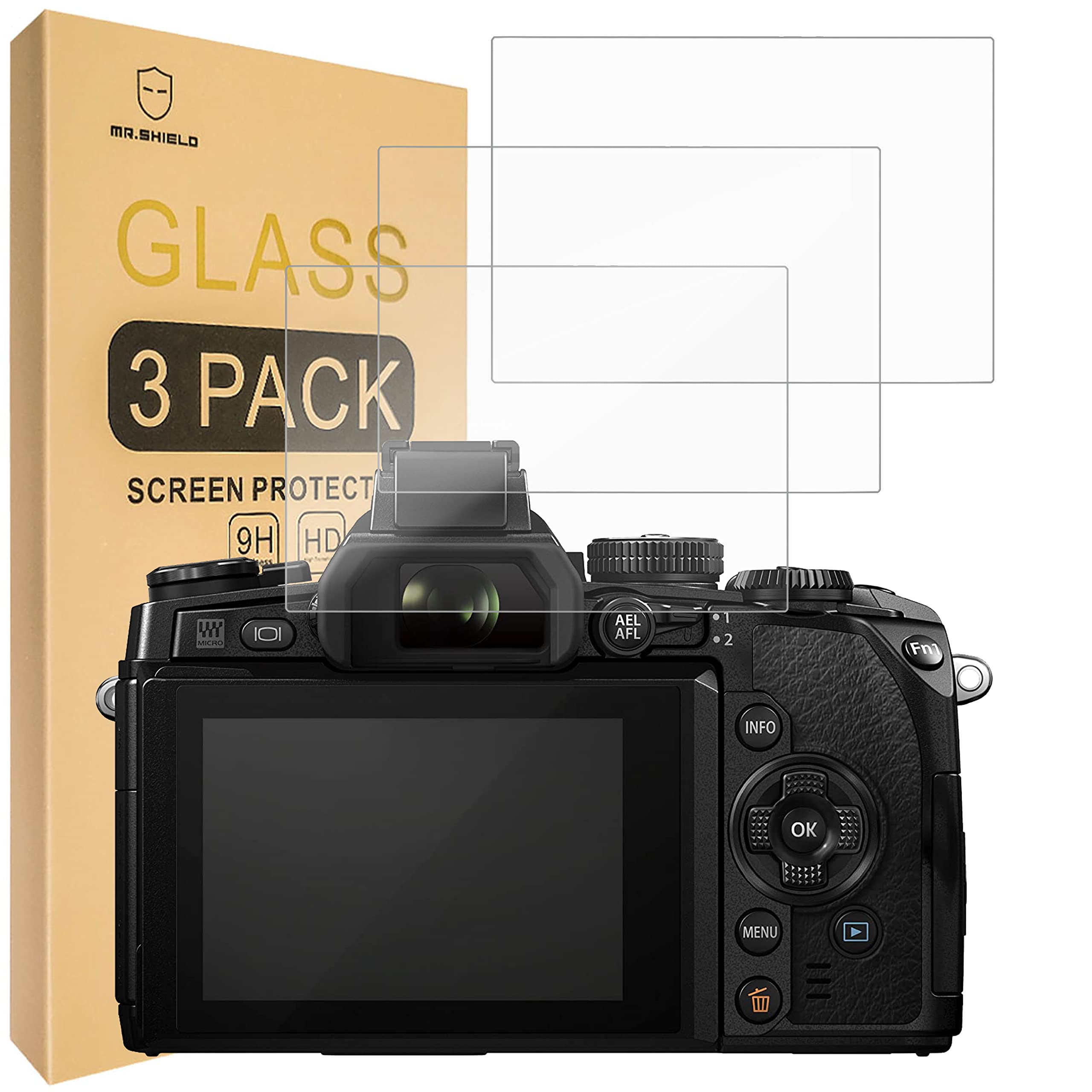 Mr.Shield Screen Protector For Olympus OM-D E-M1 MARK II/MARK III PEN-F E-P5 E-PL8 E-PL7 E-PL9 Camera [Tempered Glass] [9H Hardness] [3-Pack] Screen Protector