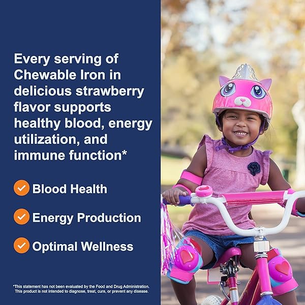 CARLSON – KID’S CHEWABLE IRON, 15 MG, SUPERIOR ABSORPTION, BLOOD HEALTH, ENERGY PRODUCTION & OPTIMAL WELLNESS, NATURAL STRAWBERRY FLAVOR, 60 TABLETS