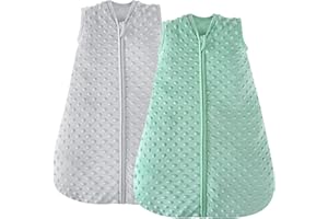 JELLYMONI Fleece Baby Sleep Sack 6-12 Months, 1.5 Tog Warm Winter Baby Wearable Blanket with Plush Dots and 2-Way Zipper, Cotton Toddler Sleep Sack