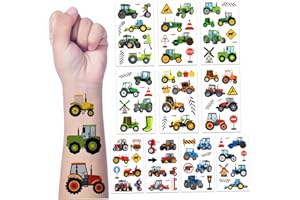 Lot de 10 feuilles de tatouages temporaires pour enfants, motif tracteur, tatouages temporaires pour enfants