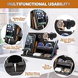 Teslyar Wood Phone Docking Station Ash Desk Organizer Black - Nightstand Wallet view 6