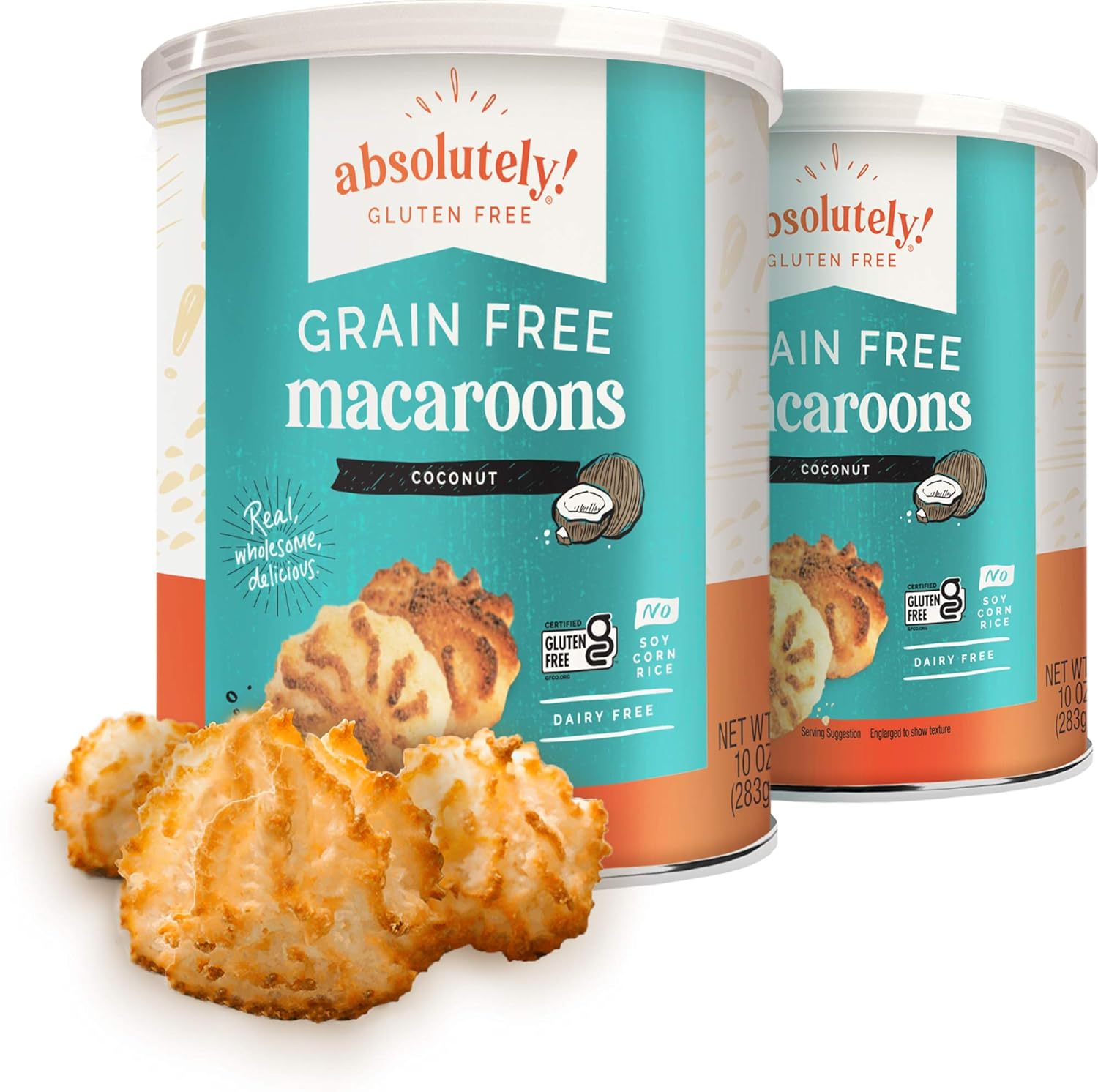 Absolutely Gluten Free Toasted Coconut Macaroons 10 oz (2-pack) Grain Free, Dairy Free, Soy Free