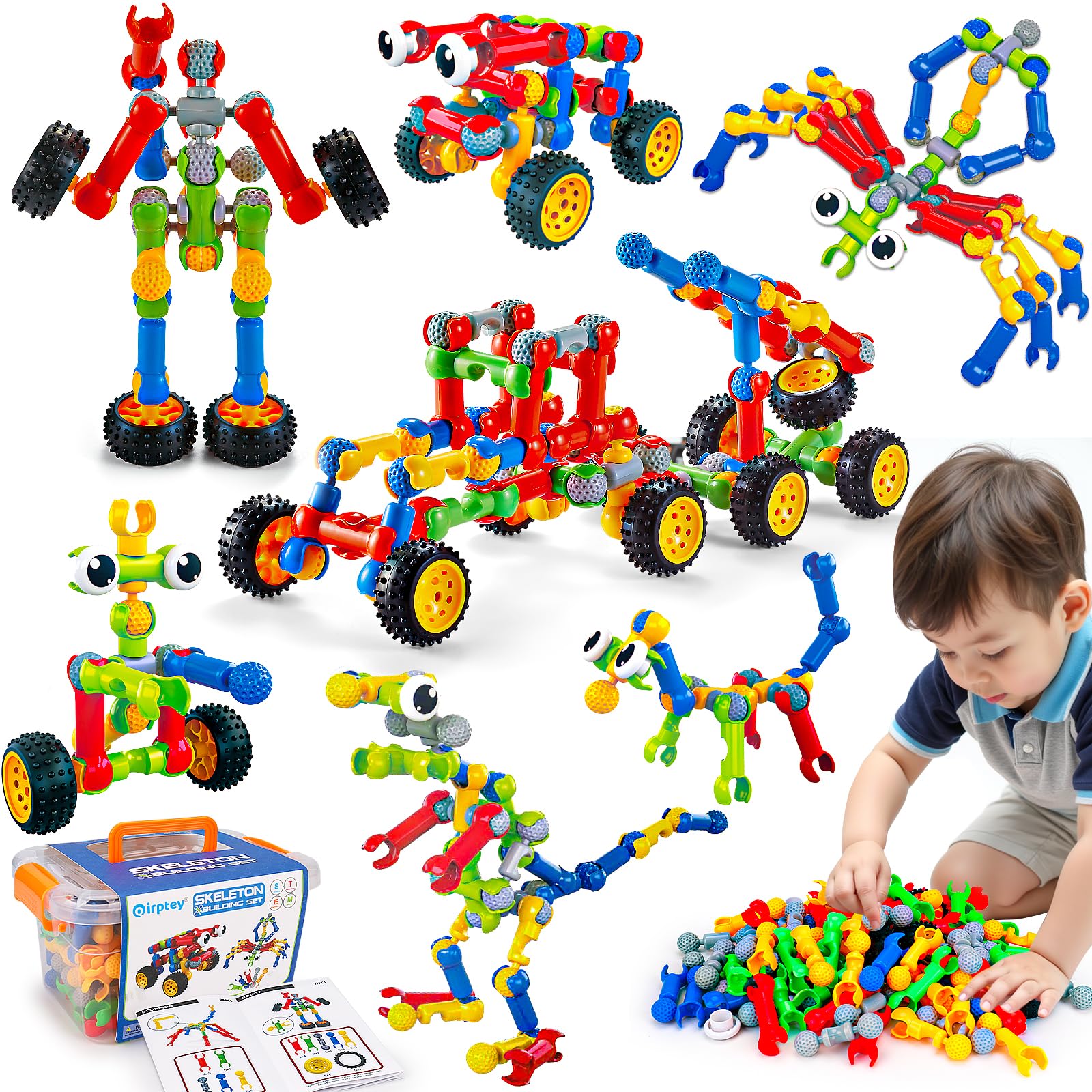 Kids STEM Building Toys for 4-8 6-8, Building Blocks STEM Kit Ages 3 4 5 6 Year Old Boys Gift, Educational Engineering Construction Blocks Toy Creative DIY Activities Gmae for Boys Girls (125PCS) — image 1