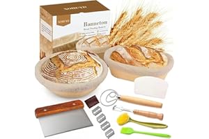 Banneton Proofing Basket Set, 9" Round and 10" Oval Sourdough Bread Baking Supplies, Sourdough Baskets with Bread Lame, Danis