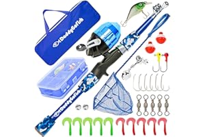 DaddyGoFish Kids Fishing Pole - Rod Reel Combo Tackle Box Starter Set - First Year Small Gear Kit for Boys Girls Toddler Youth Age Beginner Little Children