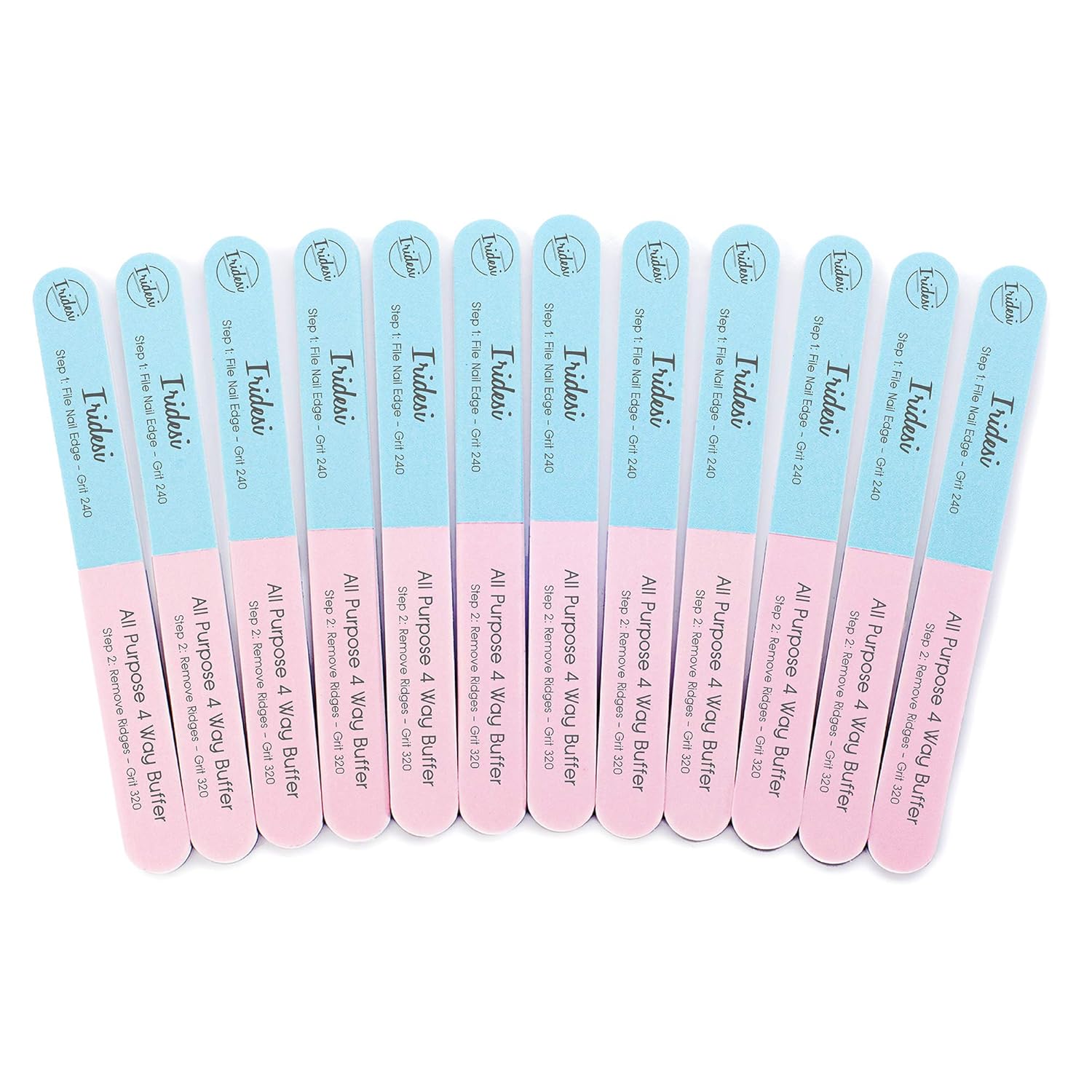 4 Way Nail File and Buffer, 7 Inches Long, All Purpose, Best For Natural Nails, Save Time and Money, 4 Fingernail Files in 1, Professional Care Manicure Tools By Iridesi, 12 Pack : Nail Files And Buffers : Beauty