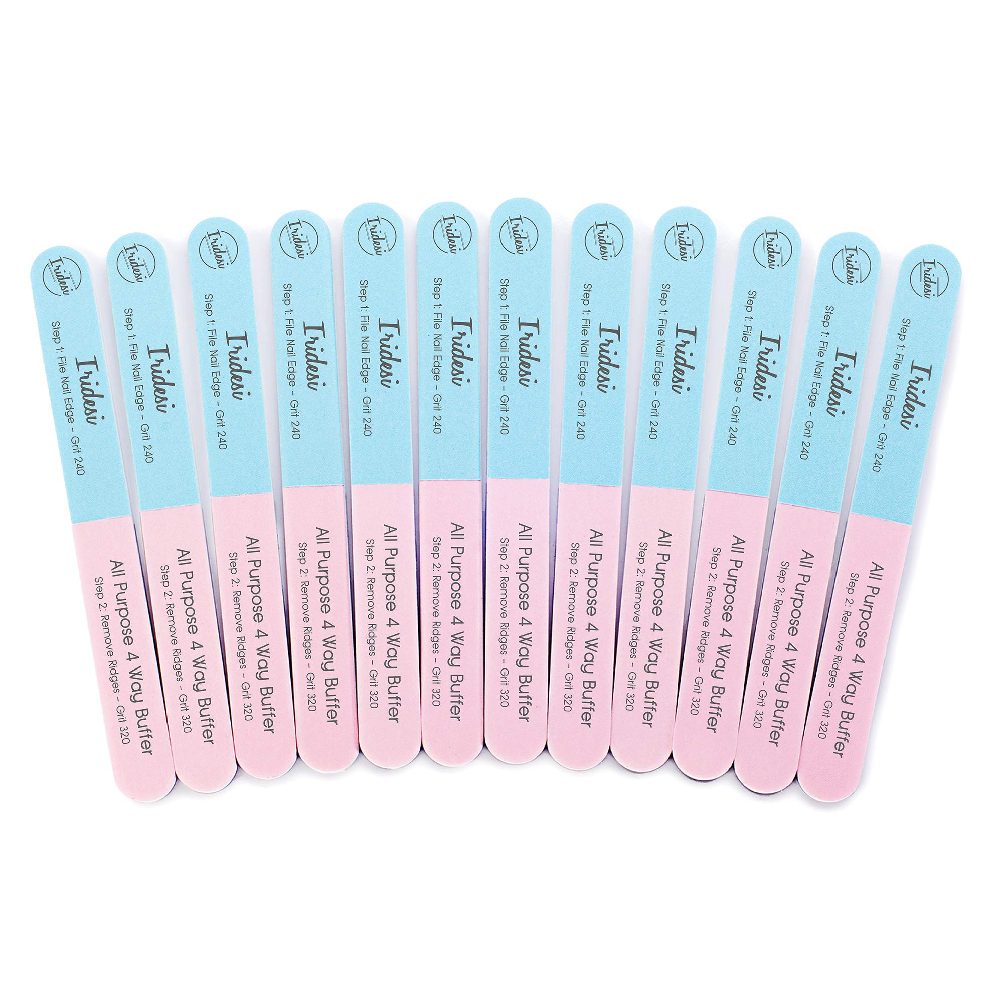 4 Way Finger Nail File and Buffer, Emery Boards for Natural Nails, 4 Fingernail Files in 1, Professional Filer Board and Shiners, 7 Inches Long, Salon Supplies Buffers Shine Kit, 12 Pack