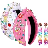 PHALIN Teacher Headbands for Women, Pencil Printed Wide Knotted Headbands, Teacher Appreciation Gifts, Back To School Hair Accessory Gifts (Pattern C)