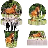93PCS Horse Birthday Party Supplies Tableware, Horse Themed Party Paper Plates and Napkins Sets with Forks, Wild West Cowgirl Birthday Decorations Western Disposable Dinnerware
