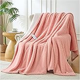 LunaHush Heated Blanket Electric Throw, 50" x 60" Heated Blanket with 8 Heat Levels & 8 Hours Auto Off, Fast Heating Blankets Machine Washable with ETL Certification, Pink