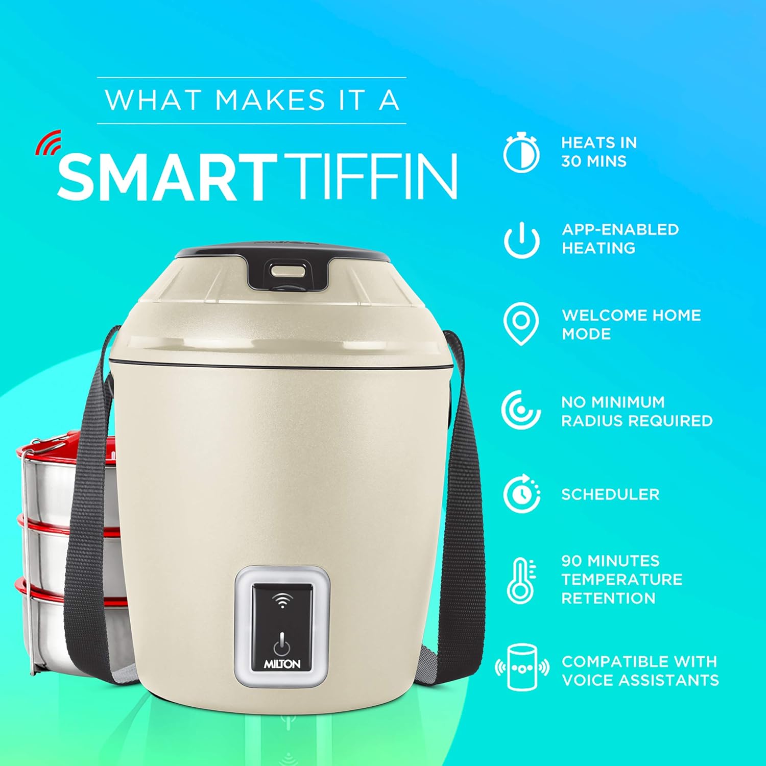 Milton Smart Electric App Enabled Tiffin Box, Beige Rs 2099 At Amazon