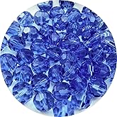 Xinhongo Crystal Glass Beads 50 Pieces 10mm Round Faceted Glass Spacer Beads for Jewelry Making Bracelet Earring Necklace DIY Craft Supplies(Light Blue)