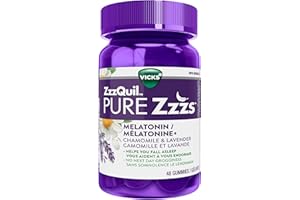 Vicks ZzzQuil PURE Zzzs Melatonin Sleep Aid Gummies with Chamomile, Lavender, & Valerian Root, 1mg per gummy, 48 Count