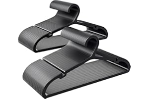 ABHENG 80 Pack Clothes Hangers, Non Slip Plastic Coat Hangers, Space Saving Hangers, Heavy Duty, Hanging Dry Wet Clothes, 16.4" x 8.3", Black, UAPY0580B