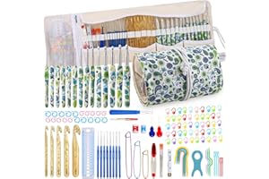 KOKNIT 93 pcs Crochet Supplies Knitting Accessory with Crochet Hooks Case Roll Pouch Bag for Beginners