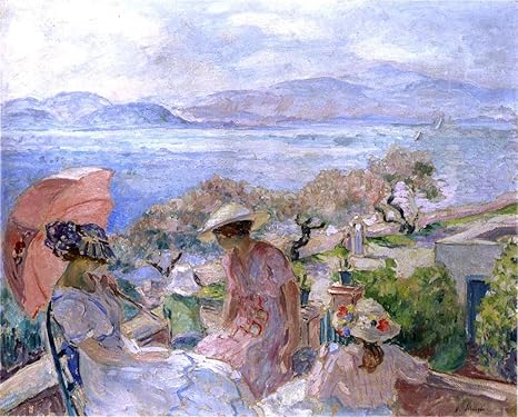 Amazon Com Art Oyster Henri Lebasque On The Terrace By The Sea At St Maxime X 25 Premium Canvas Print Gallery Wrapped Posters Prints
