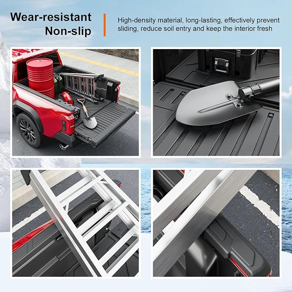 POWOQ 5FT TRUCK BED MAT COMPATIBLE WITH 2024-2026 TOYOTA TACOMA TRUCK BED RAIL CAPS TAILGATE LINER TPE TAILGATE MOLDING CAP REPLACEMENT FOR 2024 2025 2026 TOYOTA TACOMA ACCESSORIES