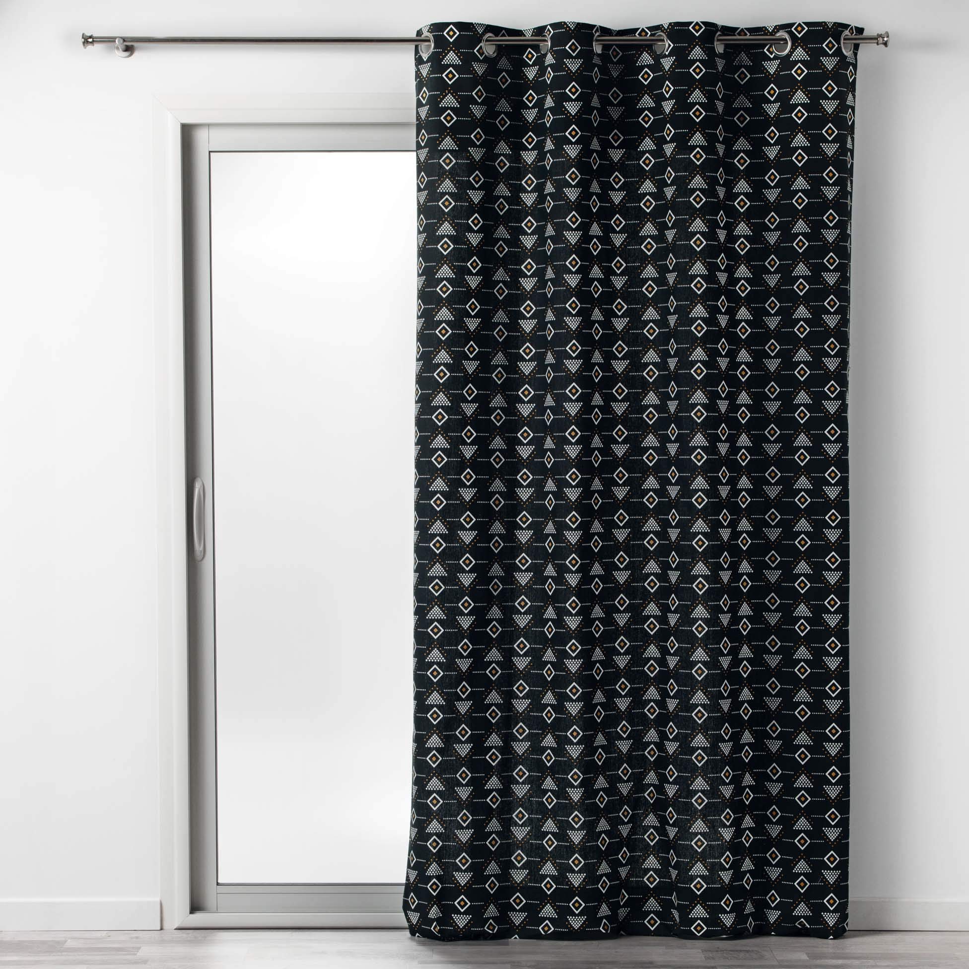 Cotton Interior Curtain, Black, 140 x 240 cm