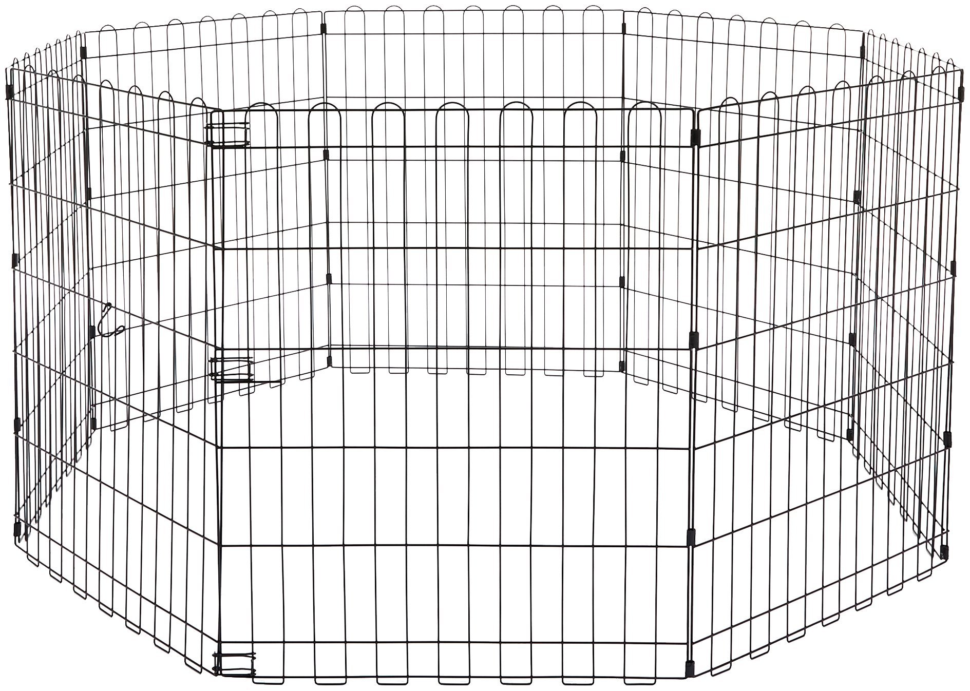 Amazon Basics - Octagonal Foldable Metal Dog and Pet Exercise Playpen Without door, 30-inch (76.2 cm high), Black