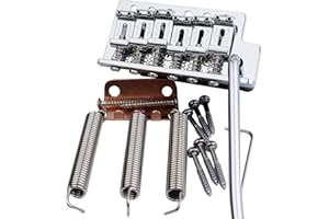 Guyker Tremolo Bridge Vintage Bent Steel Saddles and Zinc Block Compatible with Start ST Electric Guitar (GG-1004, Chrome)