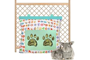 KEXWEN Rabbit Hay Feeder, Bunny Hay Bag for Rabbits,Rabbit Feeder Fabric Bag,Hay Feeder Guinea Pig Hay Holder,Hanging Feeder Bag for Guinea Pig Hay Feeder, Bunny Hay Feeder,Rabbit Hay Holder Bag(Many Fish)