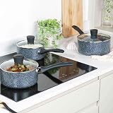 Russell Hobbs Nightfall Stone 3-Piece Saucepan Set 16/18/20 cm Non-Stick view 4