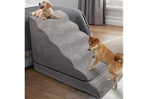 LitaiL Dog Stairs for High Beds 30-36 inches Tall, 6-Step Pet Stairs/Steps for High Bed 32-36 inches for Small Large Dogs, Dog Ramp for Bed, Foam Dog Steps for Beds for Old Dogs/Cats, Grey