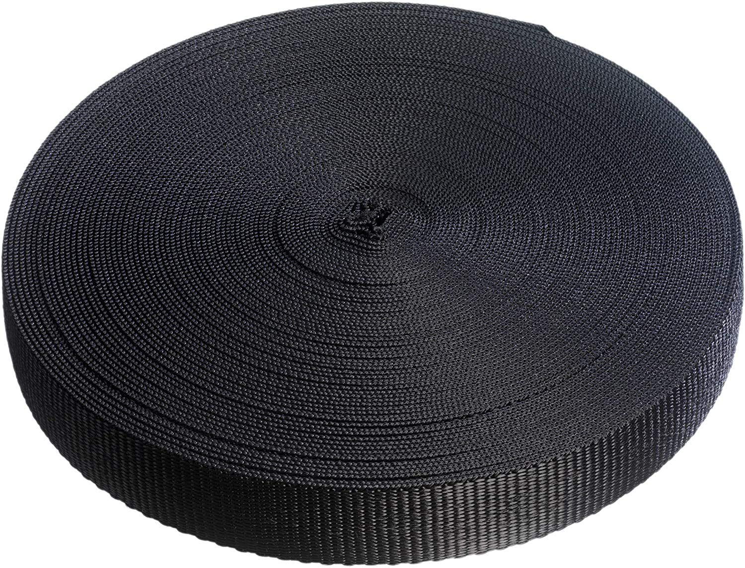 Direct Manufacturing 25mm x 50m Webbing Roll Polypropylene for DIY, Straps, Harnesses, Lashing and more | 970lb / 440kg breaking strain | Made in UK (Black)
