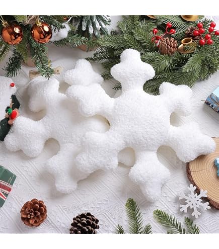Oreiller Décoratif En Forme De Flocon De Neige, Coussin En-Blanc