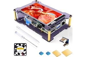 Miuzei Raspberry Pi 4 Touchscreen with Case Fan, 4 inch IPS Touch Screen LCD Display, 800x480 HDMI Monitor for RPI 4b 8gb/4gb/2gb with Touch Pen (Support Raspbian/Kali/Octopi/Ubuntu)- No Raspberry Pi