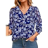 Simplee Womens Work Business Casual Tops Fall Long Sleeve Dressy Boho Floral Blouse 2025 Trendy Shirts