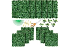 POZOY 12 PCS Artificial Grass Wall Panels 20"x20" Boxwood Hedge Greenery Wall Backdrop with UV Protection for Home Green Garden Decor Privacy Fence Balcony Screen Indoor Outdoor Wedding Party