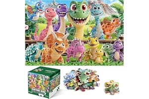 IFLOVE Jumbo Floor Puzzle for Kids Ages 4-6,48 Piece Cartoon Dinosaur Large Jigsaw Puzzles,Learning Toys for Toddlers Ages 3-5,Children Homeschool Educational Gift for Boy Girl Ages 4-8