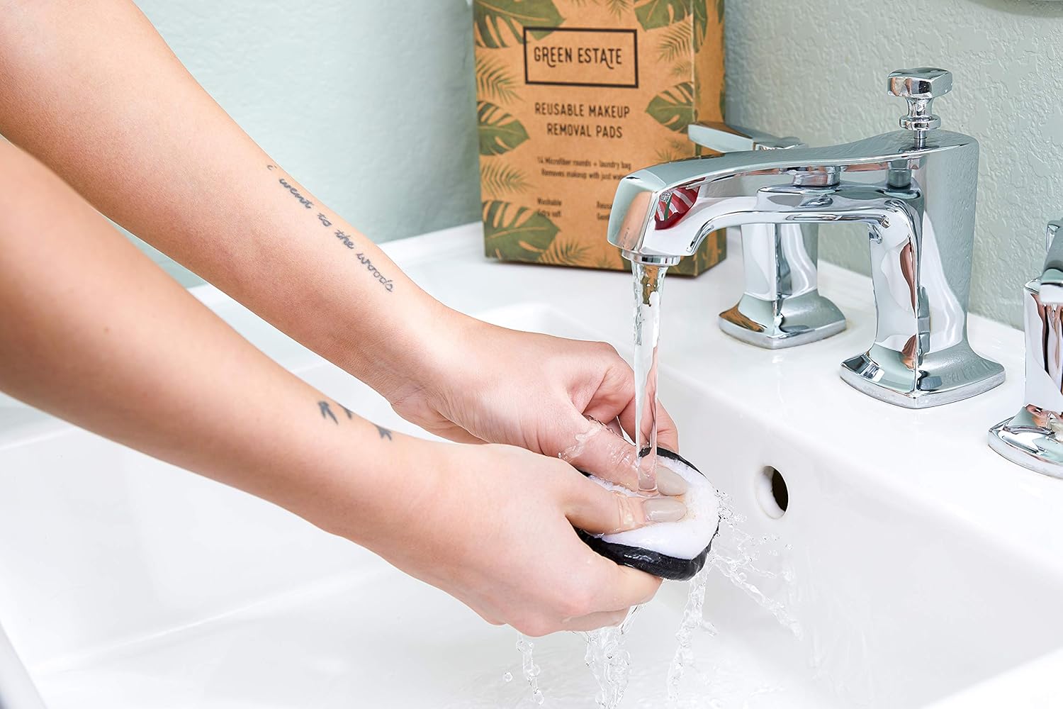 Green Estate Reusable Makeup Remover Pads – 14 Pack With Laundry Bag – Two Tone Microfiber – Black Side For Mascara, Eye Shadow, Lipstick, Foundation – White Side For Toner And Moisturizer. : Beauty