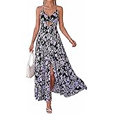 BTFBM Summer Dresses for Women 2026 Spring Floral Spaghetti Strap Smocked Cutout Maxi Dress Resort Beach Vacation Outfit
