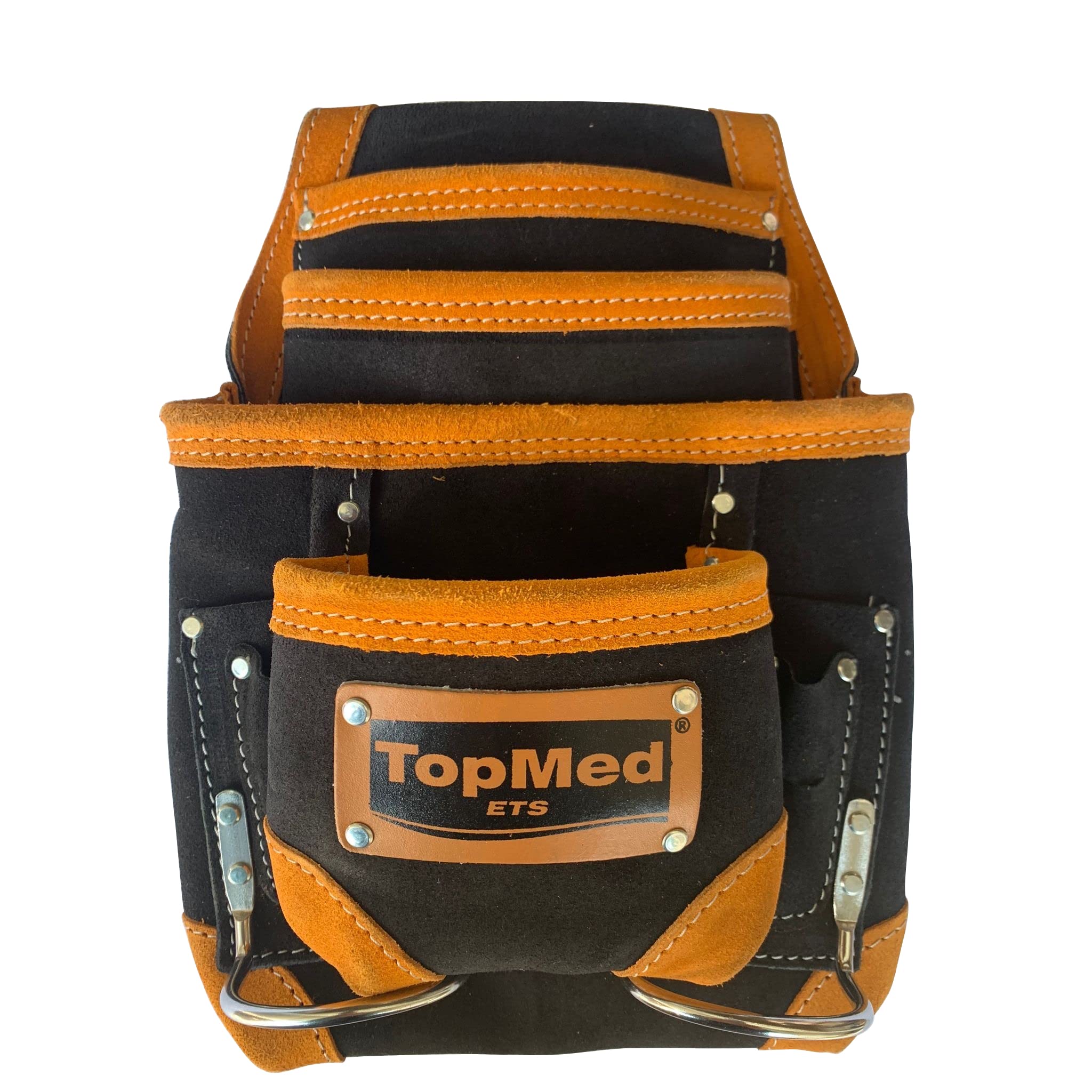 TOPMED ETS Versatile Tool Bag, Heavy Duty Leather Bag with Multiple Pockets for Electricians, Barbers, Plumber Construction & Factory Workers. Professional Grade (‎Master 10 Pocket Pouch) — image 1