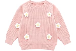 URMAGIC Toddler Girls Flower Knit Sweater Fall Winter Clothes Long Sleeve Baby Girls Pullover Sweatshirt Outfits 1-5T