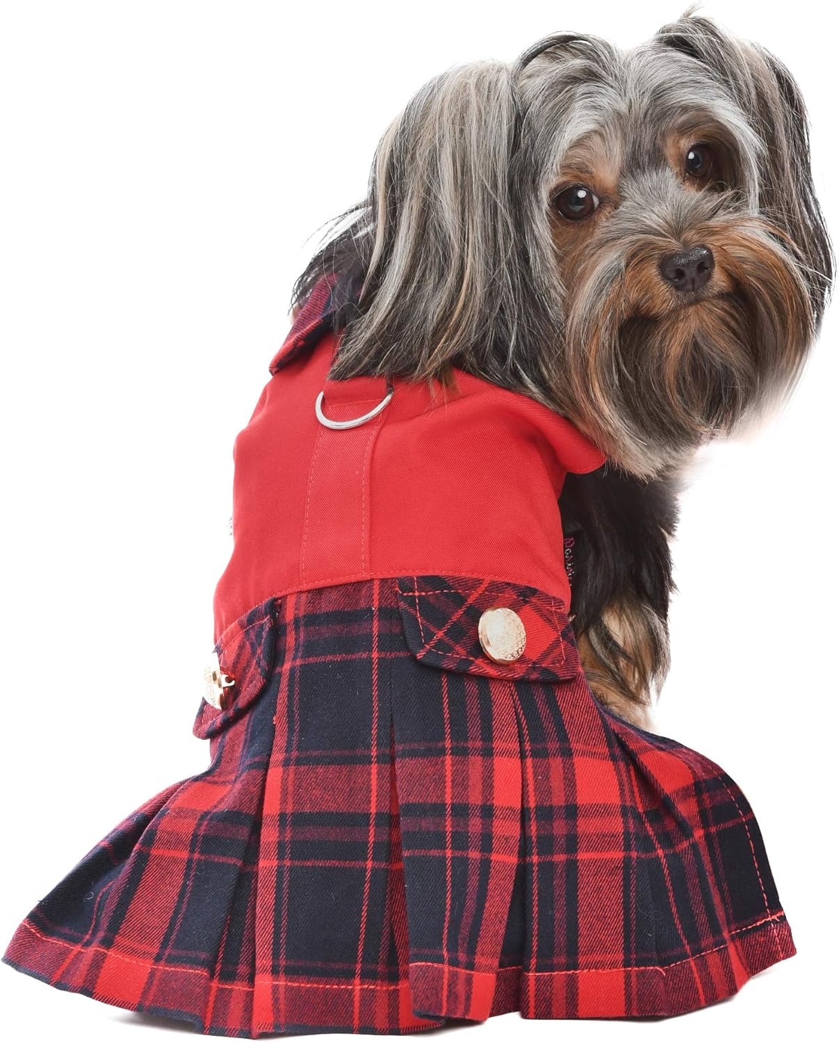 Parisian Pet Designer Scottish Red/Blue Plaid Pleated Dog Dress Holiday Party Special Occasion School Uniform - Image 4