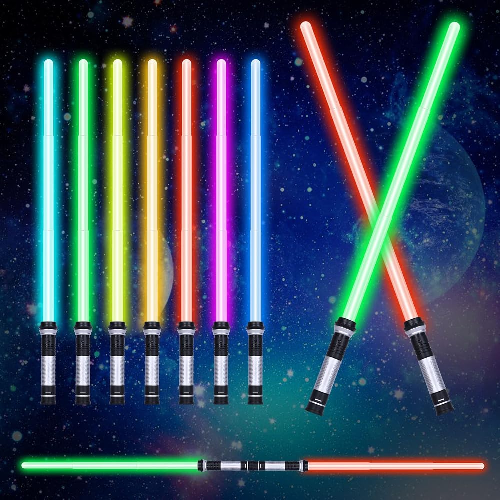 OSDUE Light Up Saber with Sound 2 Pack 7 Color LED Lightsaber Toy