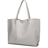 Dreubea Women's Soft Faux Leather Tote Shoulder Bag from, Big Capacity Tassel Handbag