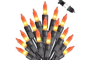 Toodour Orange Halloween Lights, 25ft 100 Count Incandescent Halloween String Lights, UL Certified Connectable Mini Bulbs Orange String Light for Home, Garden, Porch, Party, Indoor Decorations