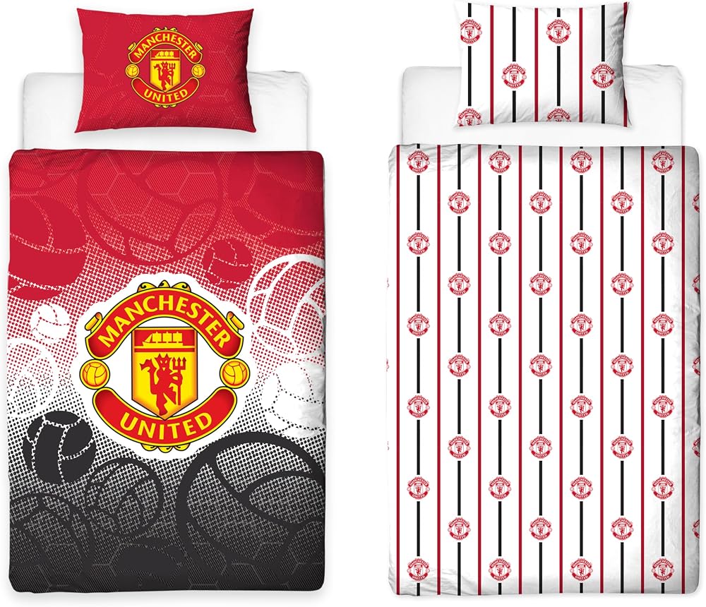 Manchester United FC Official Single Duvet Cover Set Crest Design