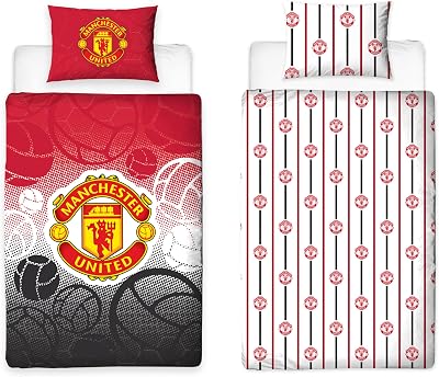 Manchester United FC Official Single Duvet Cover Set Crest Design