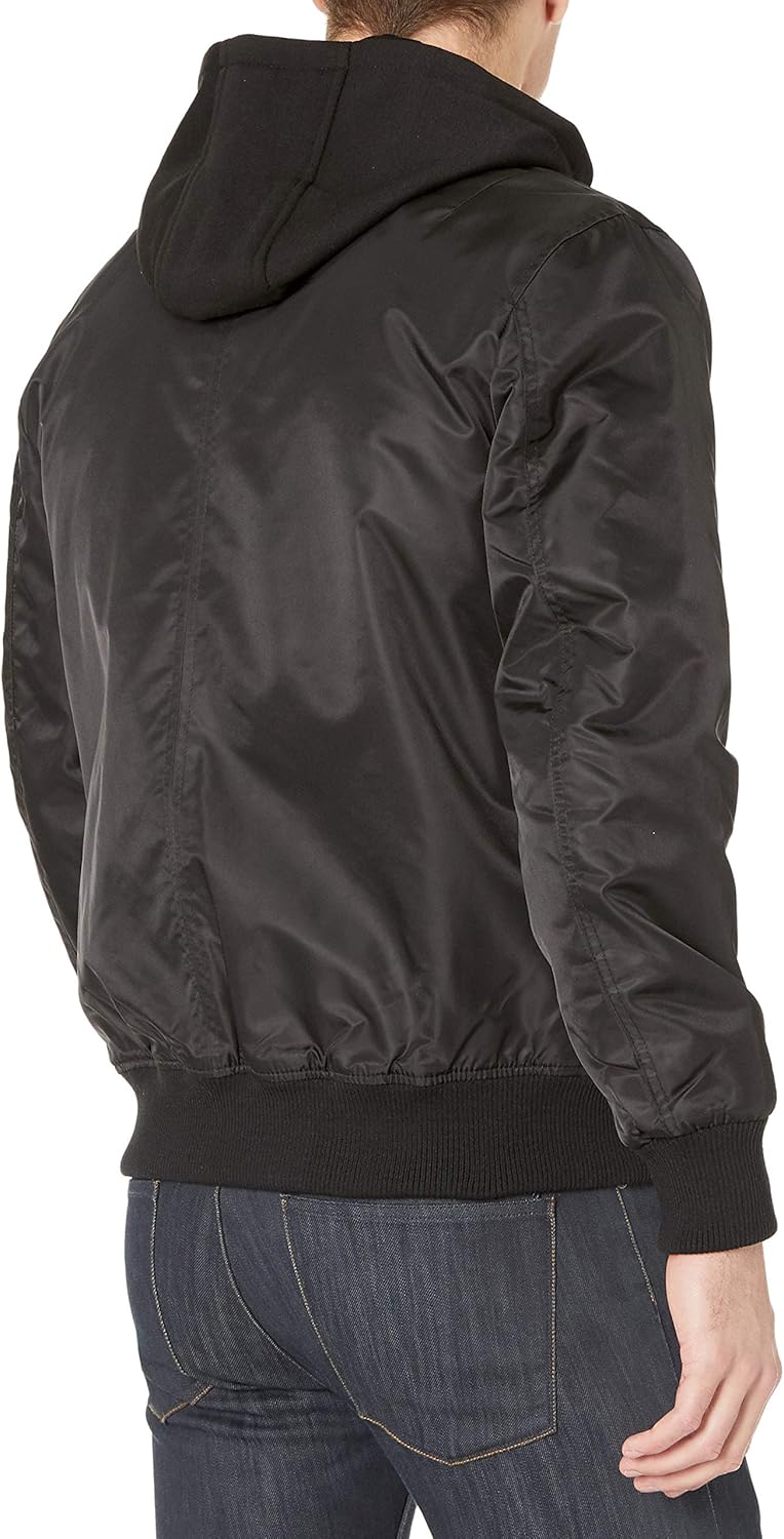 guess men's bomber jacket with removable hooded inset
