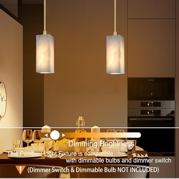 RAINLIGHTING 1 LIGHT MODERN INDUSTRIAL FARMHOUSE HANGING KITCHEN ISLAND PENDANT CEILING LIGHT FIXTURE,SQUARE NATURAL ALABASTER MARBLE GOLD FINISH OVER SINK RESTAURANT BAR CORRIDOR