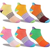 Comfoex Girls Socks For Kids 4-6 6-8 8-10 Years Old Ankle Athletic Cotton Short Socks With Cushioned Sole 6 Pairs