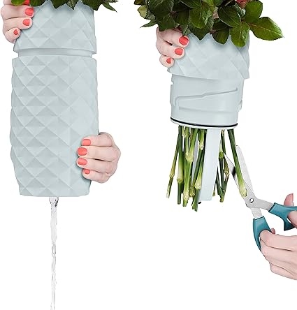 Amazon Amaranth Vase ユニークなデザイン 水抜きとステムアクセスが簡単 耐衝撃プラスチックと大理石ブレンド 花のアレンジメント用のスマートな花瓶 ミントグリーン 花器 インテリアボウル オンライン通販