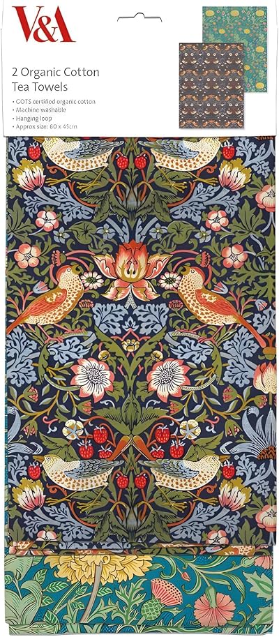 Museums & Galleries William Morris Tea Towel Set 2 Organic Cotton Kitchen