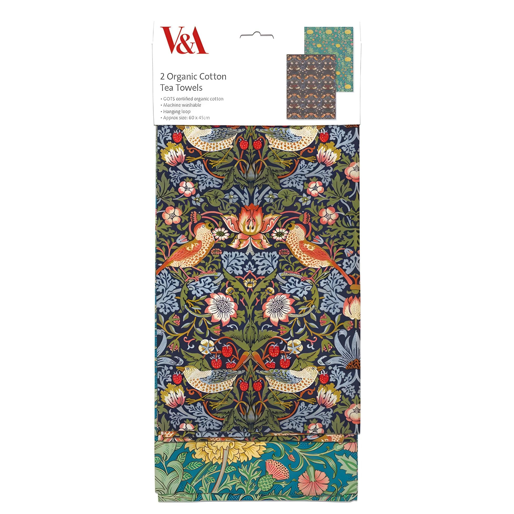 Museums & Galleries Tea Towels - Set of 2 - William Morris Designs - Organic Cotton - Stylish Home Accessory